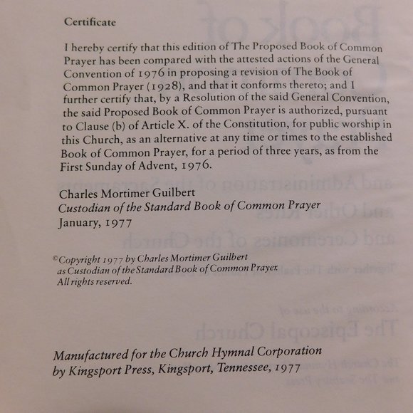 The Book Of Common Prayer Episcopal Church Hardcover Book Vintage 1977 - Picture 5 of 7